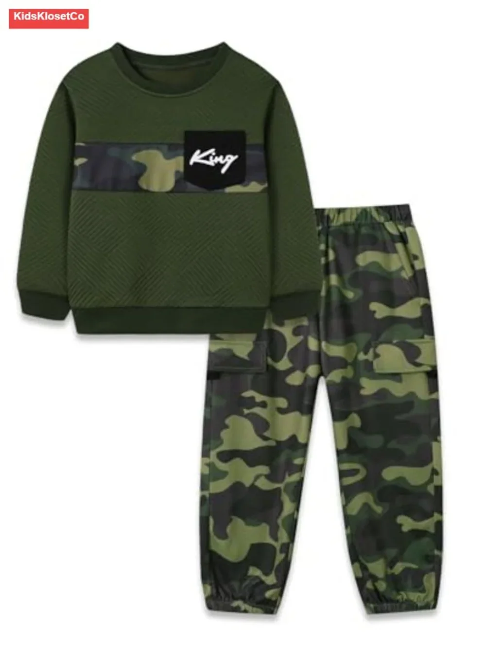 Toddler Boys Colorblock Sweatshirt & Cargo Pants Set Long Sleeve 2-Piece - Picture 1 of 6
